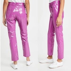 Women's Pants - Sophie Rue Pink Vegan Leather 5 Pocket Slim Button Party Size S